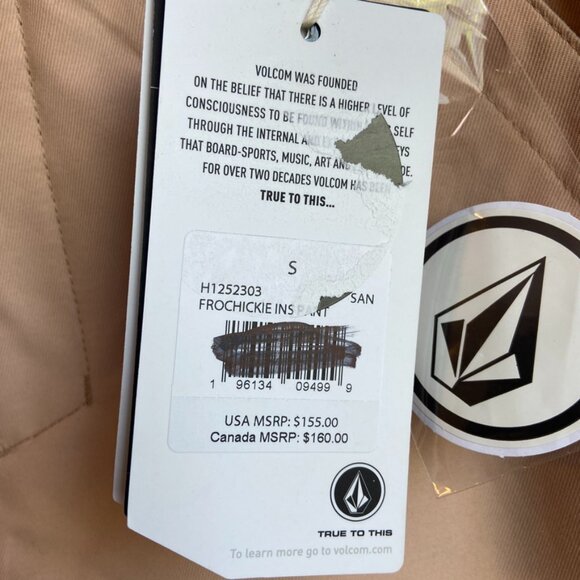 NWT Volcom Sand Frochickie Insulated Snow Pants - Picture 9 of 10